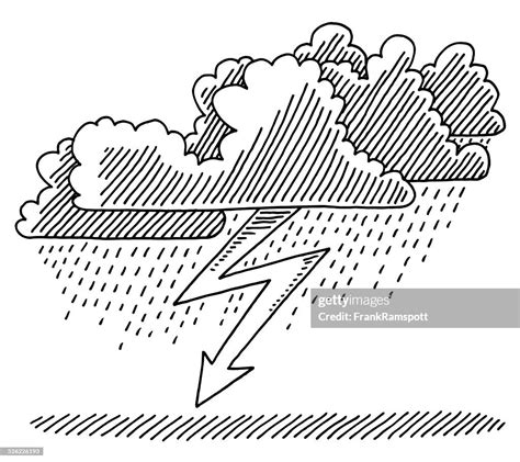 Thunderstorm Cloud Lightning Weather Drawing Vector Art Getty Images