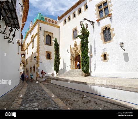 Medieval Street In Sitges Old Town Spain Stock Photo Alamy