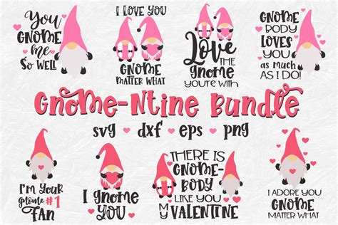 Valentine Gnome Svg, Valentines Day Svg Bundle, Funny Valentines Svg
