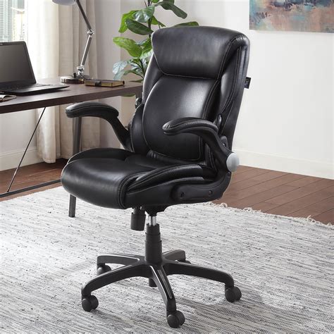 Serta Air Lumbar Bonded Leather Manager Office Chair Black Home And Garden