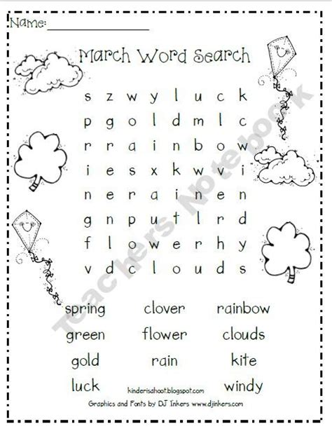 March Word Find Teaching Pinterest