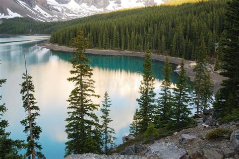 Banff National Park Lake Moraine Stock Photo Image Of Green Mountain
