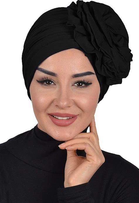 Instant Turban Cotton Scarf Head Wrap Scarfs For Women Hat Black Size