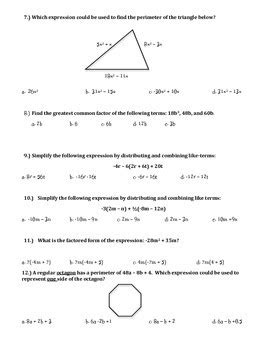 Math revision guide provides 150 theoretical, conceptual solve expansion and factorization of algebraic expressions mcq with answers pdf to practice mcq test questions: Matching Questions Algebraic Expression Grade 7 Pdf / 7th Grade Algebraic Expressions Worksheets ...