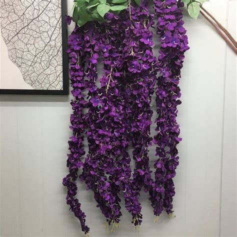 Artificial Purple Flowers Dark Purple Wisteria Hanging Etsy Purple