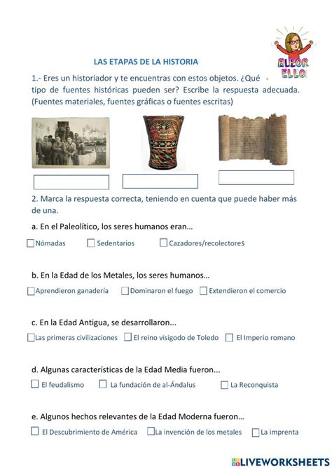 Las Edades De La Historia Online Worksheet For 6º Primaria Live