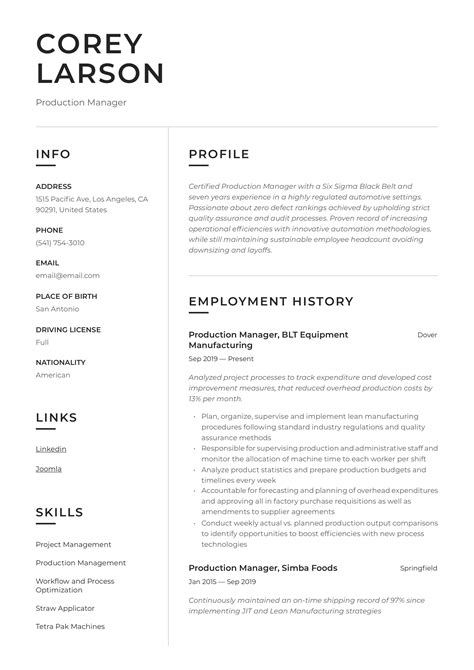Pm resumes are quite different to cvs for other jobs. Production Manager Resume & Writing Guide | +12 Templates ...
