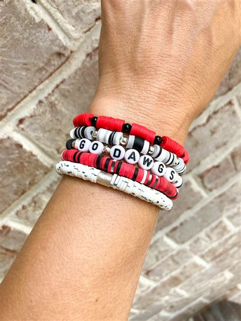 Georgia Heishi Stack Bracelets Go Dawgs Heishi University Of Etsy