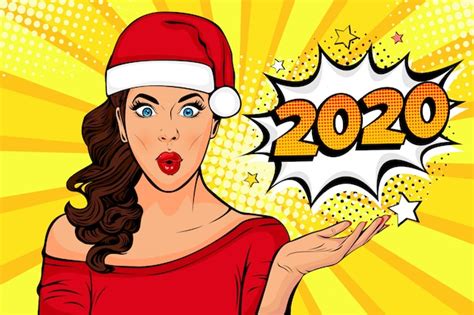 Premium Vector 2020 New Year Comic Book Style Postcard Or Greeting