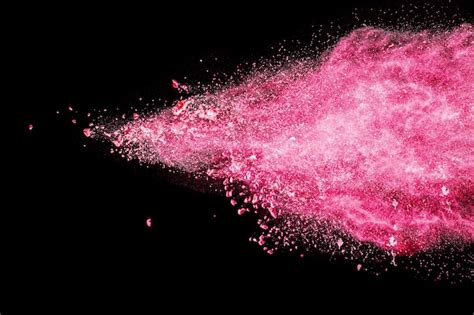 Premium Photo Pink Color Powder Explosion On Black Background