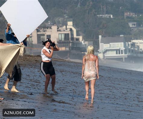 Lady Gaga Wearing A Bikini And Thong Lingerie On The Beach
