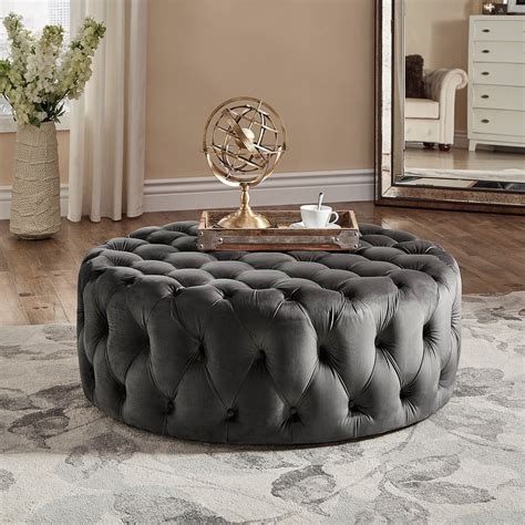 To decorate an ottoman coffee table. Knightsbridge Round Tufted Cocktail Ottoman with Casters ...