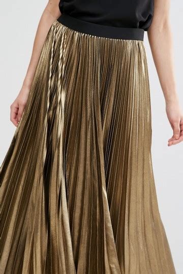 Bcbg Max Azria Dallin Maxi Skirt In Gold Metallic Pleat