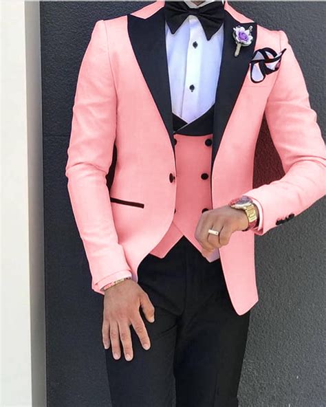 Elegant Pinkblack Tuxedos For Wedding Mens Dress Prom Suits 2020 3 Pi