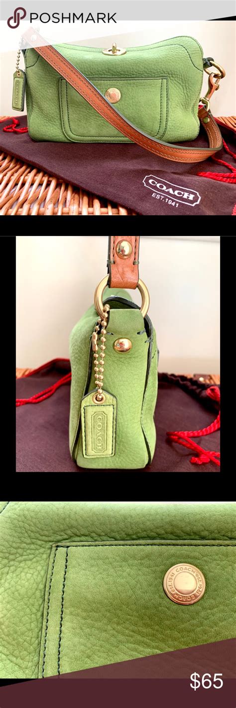 Coach Almost New Pebbled Green Leather Mini Purse