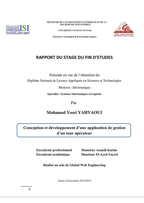 Rapport De Stage Du Fin Détude