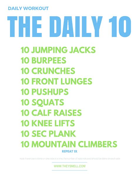 Daily Workout Routine Without Equipment The Daily 10 730 Sage Street