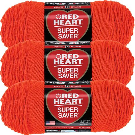 Red Heart Super Saver Yarn Flame Multipack Of 3
