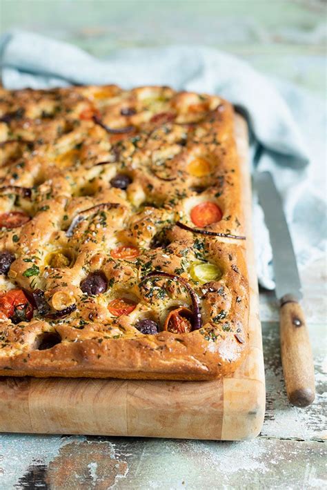 Tomato Olive And Basil Pesto Focaccia Recipe Recipes Best Bread