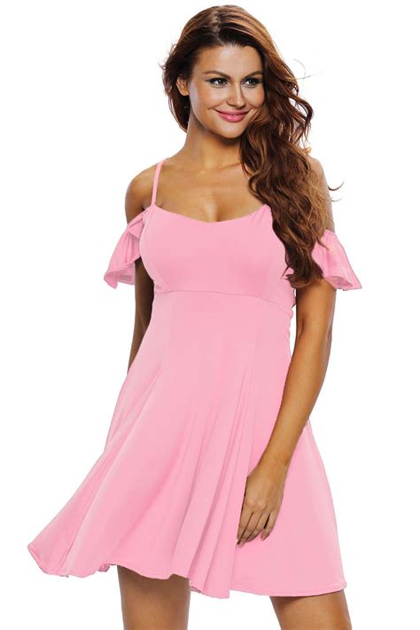 Sweet Sexy Pink Backless Skater Dress Strappy Dresses Dresses For Teens Women S Fashion