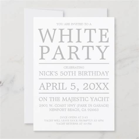 White Party Invitation