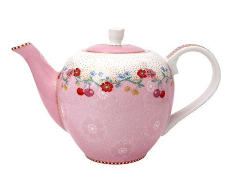 Bule Em Porcelana Cherry Rosa 800ml Bule Pip Studio Porcelana