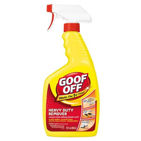 Some manufacturers have created specific spray paint removers for cars that are available at home improvement and auto parts stores. Goof Off 22 oz. Heavy Duty Spot Remover and Degreaser ...