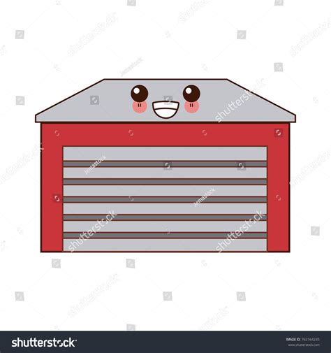 Home Garage Isolated Cute Kawaii Cartoon Stock Vector Royalty Free