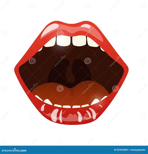 Open Mouth With Shiny Red Lipstick Stock Vector Illustration Of Open