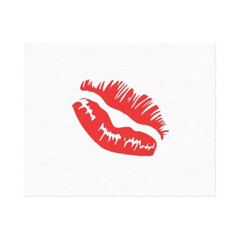Red Lips Kiss Stretched Canvas Print