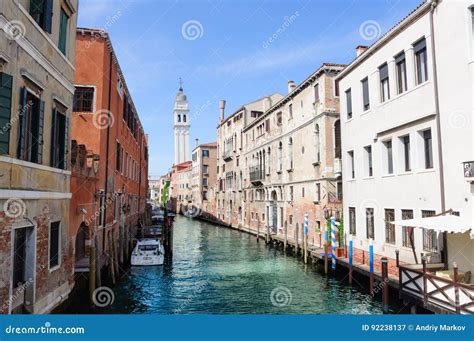 Beautiful Venetian Street In Summer Day Italy Stock Image Image Of