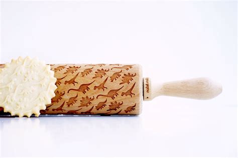 Rolling Pin Engraved Dinosaurs Embossing Rolling Pin Laser Etsy