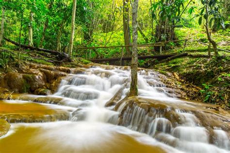 Waterfall In Tropical Rain Forest Pa Wai Waterfalltak Province