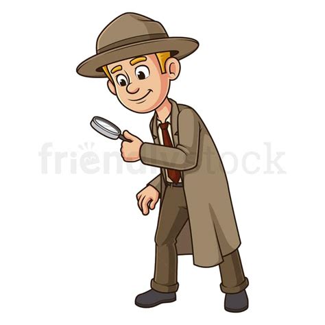 Cartoon Detective Magnifying Glass Vector Clip Art Illustration