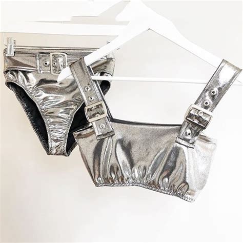 Aliexpress Com Buy Leather Sequins Bikini Set Sexy Silver Bikinis