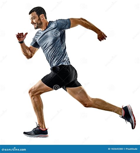 Man Runner Jogger Running Jogging Isolated Shadows Stock Photo Image