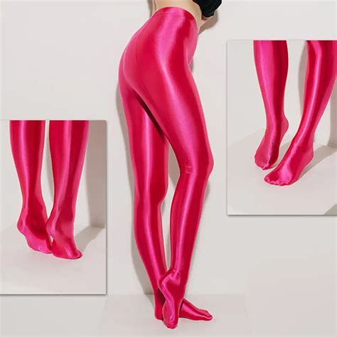 Nestwomen Tights Pantyhose Sexy Tight Fitting Solid Color Satin Pants Pantyhose Shiny Sexy