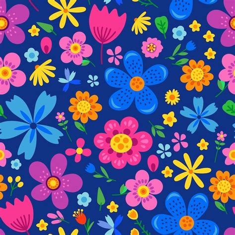 Premium Vector Amazing Floral Seamless Pattern Of Bright Colorful Flowers
