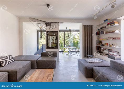 Modern Living Room Overlooking Veranda Stock Photo Image Of Panoramic