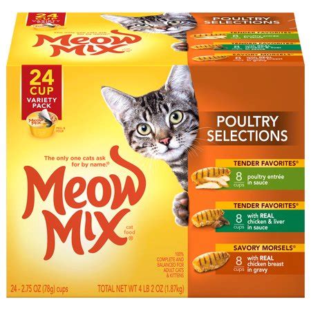 All the meow mix recipes are full of flavor and stimulated with essential nutrients. Meow Mix Poultry Selections Variety Pack Wet Cat Food, 2 ...