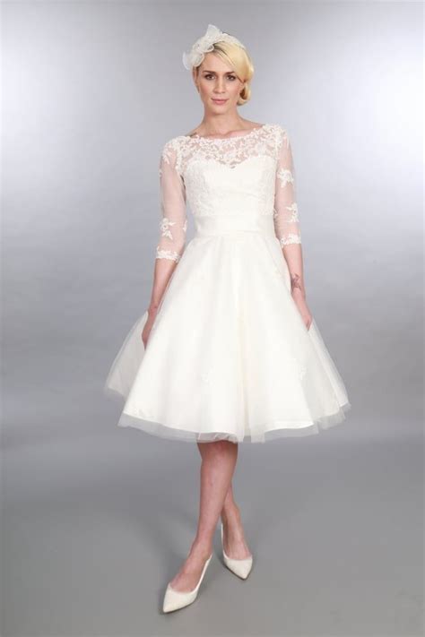 Polly Tea Length Vintage 1950s Style Wedding Dress Sleeves Wedding Dresses Uk Long Bridesmaid