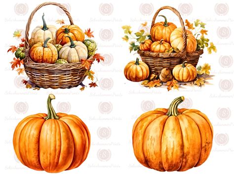 Watercolor Pumpkin Clipart Autumn Clipart Halloween Clipart Fall