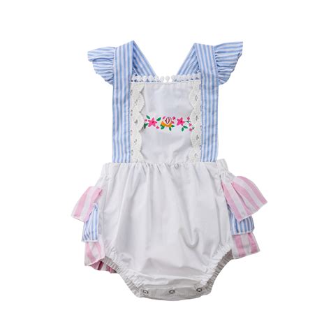 Rompers Cute Toddler Baby Girls 2018 Summer Sleeveless Lace Striped