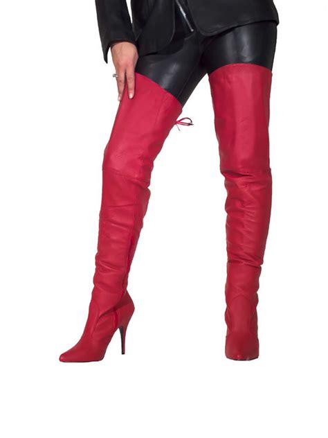 Pleaser Legend 8899 Leather Overknee Boots Red Real Leather Over Knee Boots Ebay