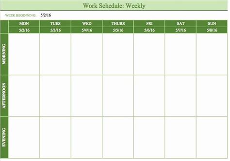 Monday Through Sunday Schedule Template Luxury Free Work Schedule