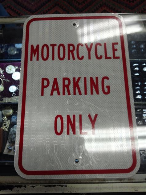 Authentic Vintage Metal Reflective Motorcycle Parking Only Sign Trade