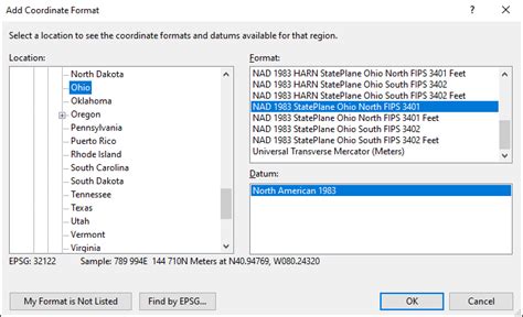 Convert Ohio South State Plane Coordinates In Nad83 To And From Utm Or