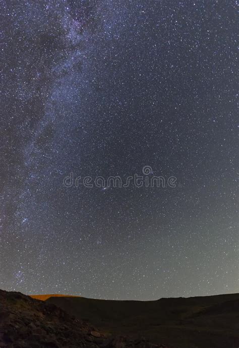 Beautiful Starry Sky With Bright Milky Way Galaxy Night Landscape
