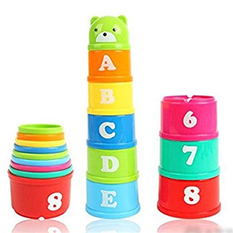 Developmental Baby Toys Baby 10 Pieces Measure Up Cups Rainbow Stacking