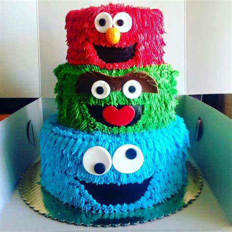 Sesame Street Cake Elmo Oscar The Grouch And Cookie Monster Sesame